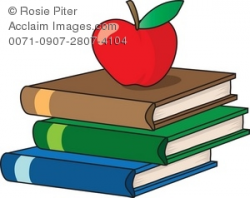 Clip Art Illustration Of A Stack Of School Books With An Apple