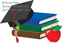 Clip Art Illustration Of A Stack Of School Books With A Graduation ...