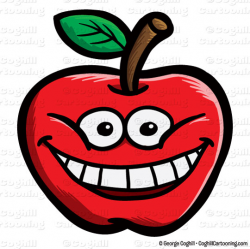 Cartoon Apple Face Clip Art Stock Illustration - Coghill Cartooning