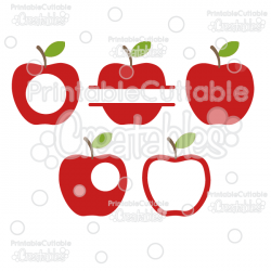Whole Split & Monogram Apples FREE SVG Cut File & Clipart