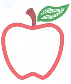Red Apple Outline Clipart - Letters