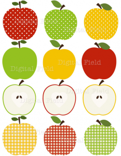 INSTANT DOWNLOAD Apple Clip Art Set - red, green and yellow ...