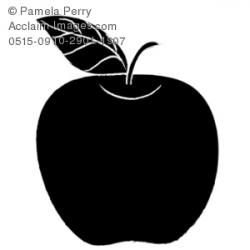 Clip Art Illustration of an Apple Silhouette
