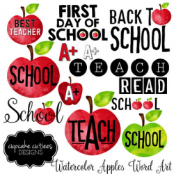 Watercolor Apple Teacher Digital Clip Art Mega Bundle Pack | TpT