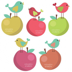 Charming+Birds+on+Apples+Clipart+Set++Ideal+by+CollectiveCreation,+$ ...