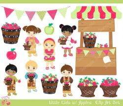 Little Kids with Apples Clipart Set by 1EverythingNice on Etsy ...
