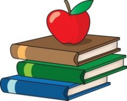 33667 Clip Art Graphic of a Red Teacherâ€™s Apple On A Stack Of ...