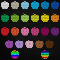 Chalk Apple Clipart Pack - Chalkboard Apples - Chalk Apples Favor ...