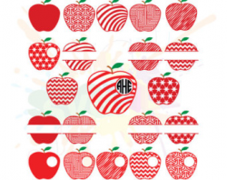 Apple Monogram SVG Files for Cutting Teacher Cricut Designs