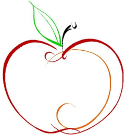Red Apple Outline Clipart - Letters