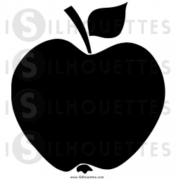 Clipart of a Black Apple with Leaf and Stem - Silhouette by Hit Toon ...