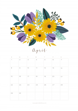 Printable April 2018 Calendar Monthly Planner - Flower Design - A ...
