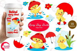 Duck Clipart, Umbrella Clipart, Spring Clipart, April Showers ...