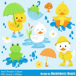 Duck Clipart, Frog Clipart, Spring Clipart, April Showers ...