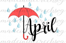 April Showers, Raindrops, Umbrella, Mon | Design Bundles