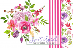Sweet April Watercolor Flowers ~ Illustrations ~ Creative Market