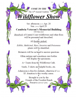 Cambria WILDFLOWER Show - April 28-29 ~ Morro Coast Audubon Society
