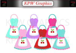 Colorful Kitchen Aprons Clipart Set in a PNG format. Personal