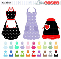 Vintage Kitchen Apron Clipart. Cute cooking clip art set for Planner  Stickers or Scrapbooking, papercrafts. Commercial Use allowed.