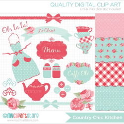 Kitchen Tea Clipart Combo - Shabby Chic Roses, farmhouse kitchen ...