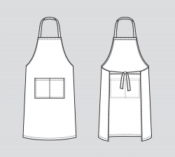 Cook apron vector fashion flat sketch, Adobe Illustrator design, technical  outline, flat drawing, digital clip art (eps, ai, jpg, png file)
