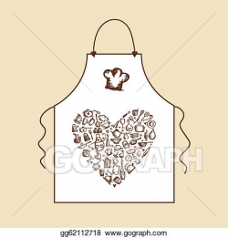 EPS Vector - I love cooking! apron with kitchen utensils sketch for ...