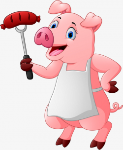 Cartoon Cute Pig Cook, Apron, Chef, Barbecue PNG Image and Clipart ...