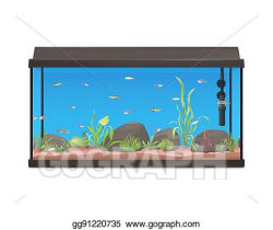 Vector Clipart - Aquarium with fishes stones and plants ...