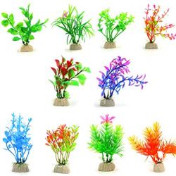 Amazon.com : COMSUN 10 Pack Artificial Aquarium Plants, Small Size 4 ...