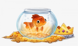 Aquarium, Hand Painted Aquarium, Small Goldfish, Cute Fish PNG Image ...