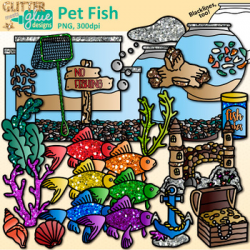 Pet Fish Clip Art | Aquarium Sea Life, Sea Shells, Castle for Under ...