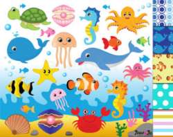 Sea Life clipart underwater - Pencil and in color sea life clipart ...
