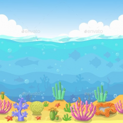 Seamless Underwater Landscape in Cartoon Style | Patterns, Applique ...