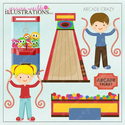 Arcade Crazy Cute Digital Clipart - Commercial Use OK - Arcade ...