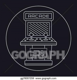 Clip Art Vector - Pixel art style simple line drawing of arcade ...
