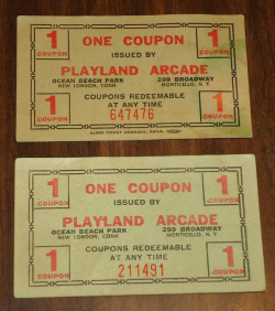 Vintage Playland Arcade Coupon Ticket Vintage Arcade Ticket