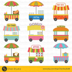 Food cart vector Digital Clipart - Instant Download - EPS, Pdf and ...