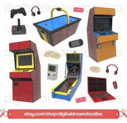 Video Game Clipart, Arcade Clip Art, Game Image, Controller Graphic,  Gameboy PNG, Skee Ball Scrapbook, Joystick, Air Hockey Digital Download