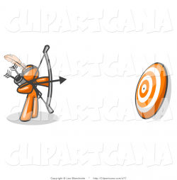 Clip Art of an Orange Archer Aiming a Bow and Arrow at a Target by ...