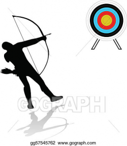Clip Art Vector - archer silhouette and target. Stock EPS gg57545762 ...
