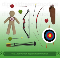 Archery Clipart, Bow Arrow Clip Art, Bow and Arrows Graphic, Archers  Compound Bow PNG, Archer Image, Target Range Scrapbook Digital Download