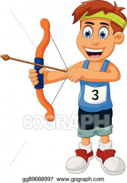 EPS Vector - Funny boy cartoon sports archery. Stock Clipart ...