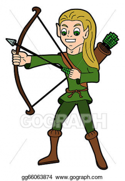 Clip Art Vector - Fantasy cartoon - elvish archer. Stock EPS ...