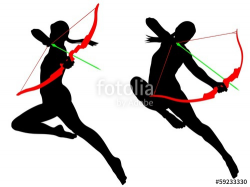 Jumping archer female silhouette