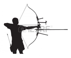 Silhouette of archer stretching the bow and aiming Stock Vector ...