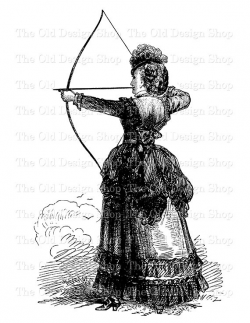 Victorian Lady Archer Clip Art Vintage Printable Sports