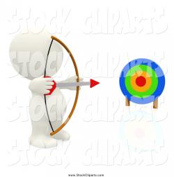 Clip Art of a 3d White Archer Shooting an Arrow at a Target by ...