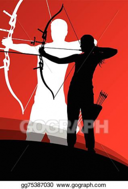 Vector Stock - Active young archery sport man and woman silhouettes ...