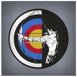 Archery Graphic Man Shooting Bow Arrow Target Bullseye