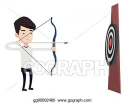 Vector Illustration - Bowman aiming with bow and arrow at ...